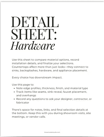 Detail Sheet | Cabinet Hardware
