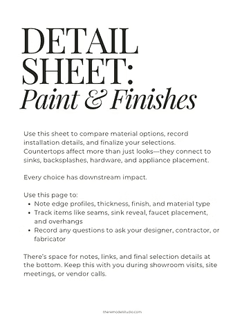 Detail Sheet | Paint and Finishes